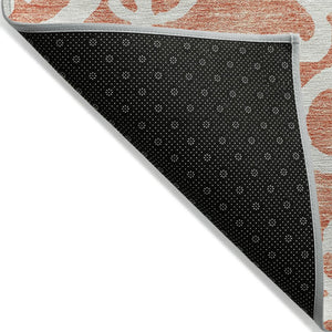 HomeRoots 5' Timeless Coral and Ivory Damask Area Rug – Washable, Durable Elegance for Indoor and Outdoor Spaces 8' X 10' 614422