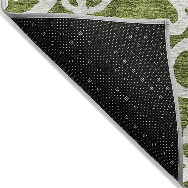 HomeRoots 5' Elegant Green and Ivory Damask Area Rug - Stylish, Washable, Indoor/Outdoor Durability for Every Space 8' X 10' 614428