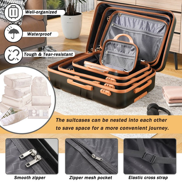 English Elm Hardshell Abs Four Piece Spinner Luggage Set with Tsa Lock and Packing Cubes N730P262653B