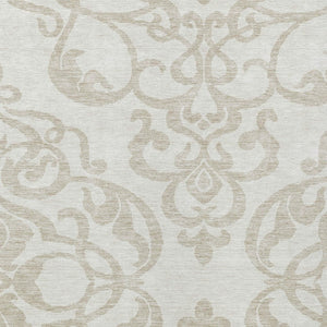 HomeRoots 5' Timeless Ivory and Beige Damask Area Rug - Durable, Washable, Indoor Outdoor Elegance for Any Space 8' X 10' 614440