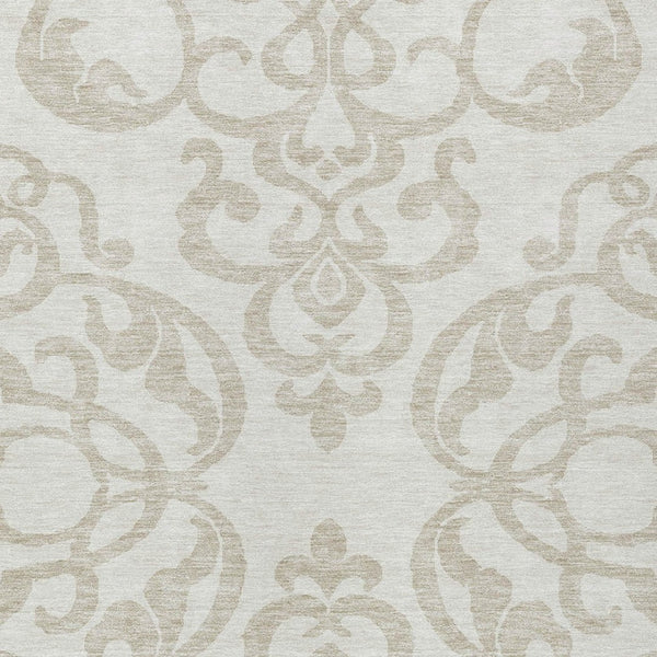 HomeRoots 5' Timeless Ivory and Beige Damask Area Rug - Durable, Washable, Indoor Outdoor Elegance for Any Space 10' X 14' 614442