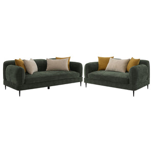 English Elm Repley Chenille Sofa and Loveseat Set with Sculptural Arms for Modern Living Rooms B062S01816