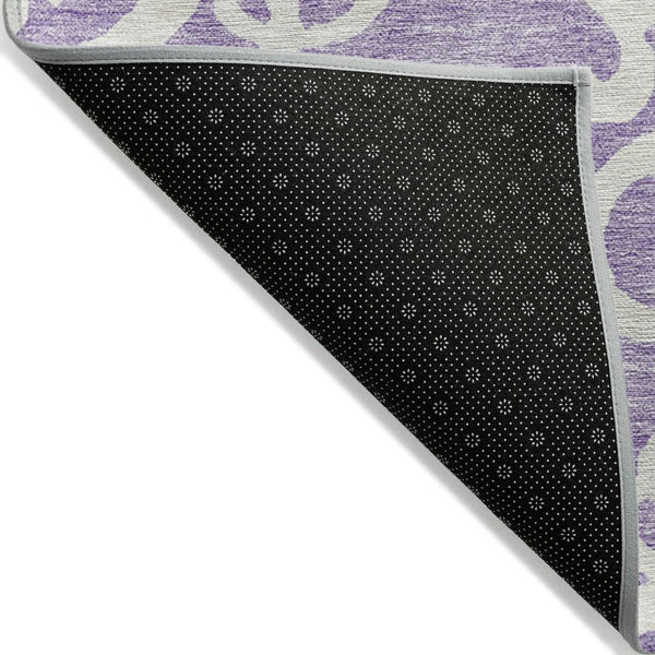 HomeRoots 5' Elegant Purple and Ivory Damask Area Rug - Durable, Washable Design for Indoor & Outdoor Spaces 9' X 12' 614453