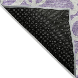 HomeRoots 5' Elegant Purple and Ivory Damask Area Rug - Durable, Washable Design for Indoor & Outdoor Spaces 10' X 14' 614454