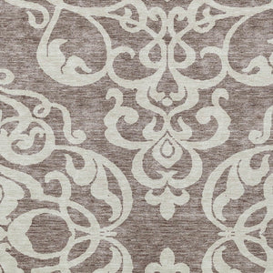HomeRoots 5' Elegant Taupe and Ivory Damask Area Rug - Washable, Stain-Resistant, Indoor/Outdoor Style 5' X 8' 614462