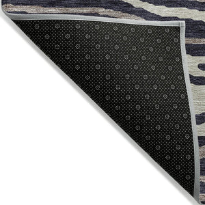 HomeRoots 5' Faux Bois Washable Area Rug in Black, Taupe & Beige - Durable Indoor/Outdoor Design for All Spaces 5' X 8' 614474
