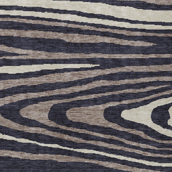 HomeRoots 5' Faux Bois Washable Area Rug in Black, Taupe & Beige - Durable Indoor/Outdoor Design for All Spaces 5' X 8' 614474