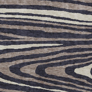 HomeRoots 5' Faux Bois Washable Area Rug in Black, Taupe & Beige - Durable Indoor/Outdoor Design for All Spaces 8' X 10' 614476