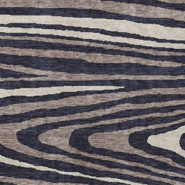 HomeRoots 5' Faux Bois Washable Area Rug in Black, Taupe & Beige - Durable Indoor/Outdoor Design for All Spaces 9' X 12' 614477