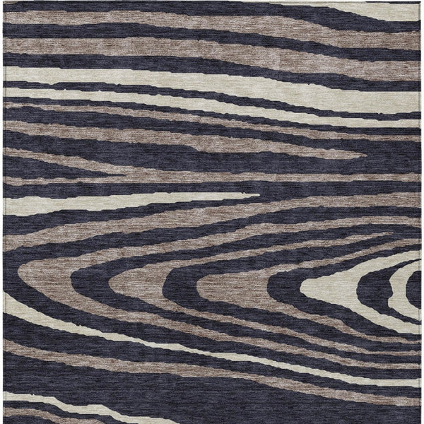 HomeRoots 5' Faux Bois Washable Area Rug in Black, Taupe & Beige - Durable Indoor/Outdoor Design for All Spaces 10' X 14' 614478