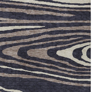 HomeRoots 5' Faux Bois Washable Area Rug in Black, Taupe & Beige - Durable Indoor/Outdoor Design for All Spaces 10' X 14' 614478