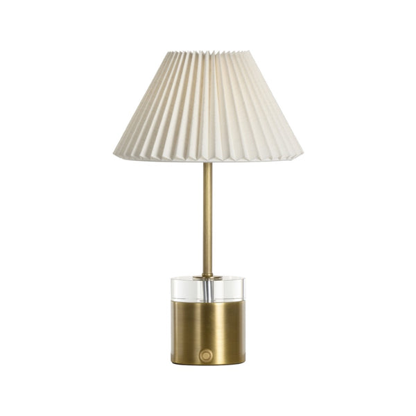 Wildwood Margot Antique Brass Rechargeable Lamp — Dimmable 2700K Warm Led, Portable Pleated Shade Accent 61448