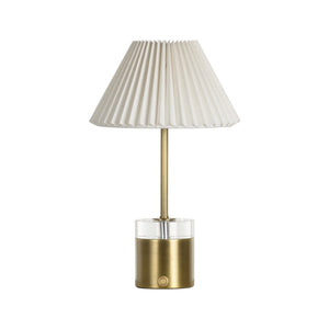 Wildwood Margot Antique Brass Rechargeable Lamp — Dimmable 2700K Warm Led, Portable Pleated Shade Accent 61448
