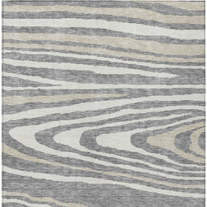 HomeRoots 5' Faux Bois Washable Area Rug in Gray, Ivory & Beige - Durable, Stylish for Indoor & Outdoor Use 5' X 8' 614480