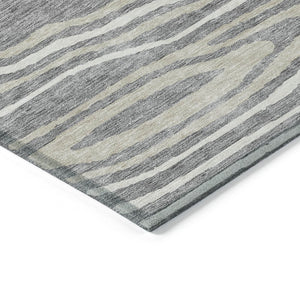 HomeRoots 5' Faux Bois Washable Area Rug in Gray, Ivory & Beige - Durable, Stylish for Indoor & Outdoor Use 5' X 8' 614480