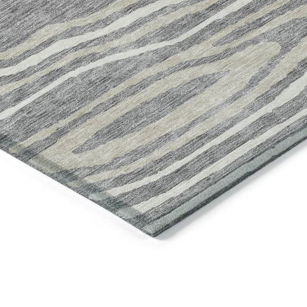 HomeRoots 5' Faux Bois Washable Area Rug in Gray, Ivory & Beige - Durable, Stylish for Indoor & Outdoor Use 8' X 10' 614482