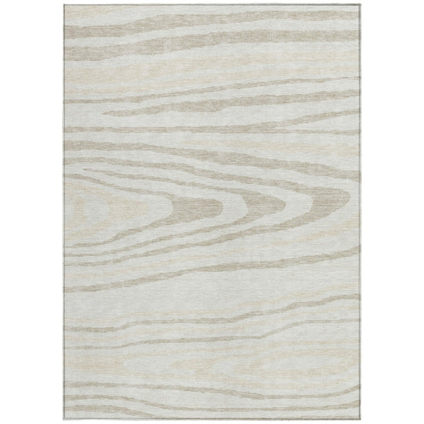 HomeRoots 5' Stylish Ivory Beige Taupe Faux Bois Washable Area Rug for Indoor and Outdoor Spaces, Durable Design 8' X 10' 614488