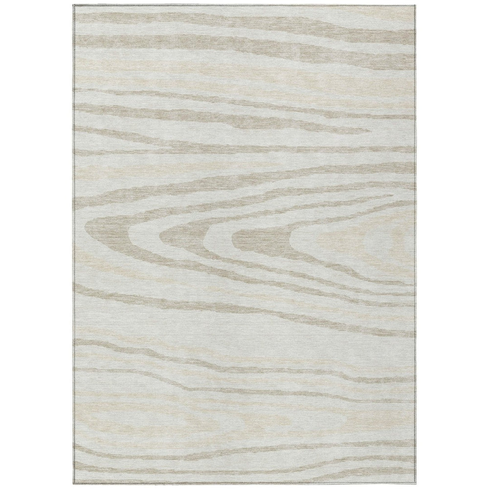 HomeRoots 5' Stylish Ivory Beige Taupe Faux Bois Washable Area Rug for Indoor and Outdoor Spaces, Durable Design 9' X 12' 614489