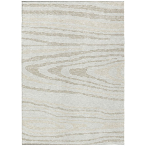 HomeRoots 5' Stylish Ivory Beige Taupe Faux Bois Washable Area Rug for Indoor and Outdoor Spaces, Durable Design 10' X 14' 614490