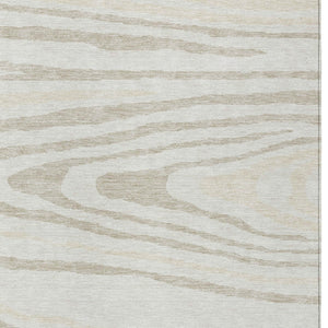 HomeRoots 5' Stylish Ivory Beige Taupe Faux Bois Washable Area Rug for Indoor and Outdoor Spaces, Durable Design 10' X 14' 614490