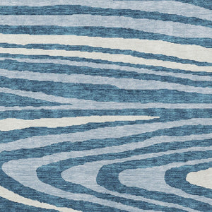 HomeRoots 5' Navy Blue Denim Faux Bois Area Rug – Stylish, Washable Indoor/Outdoor Design for Every Space 5' X 8' 614492