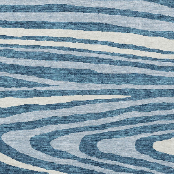 HomeRoots 5' Navy Blue Denim Faux Bois Area Rug – Stylish, Washable Indoor/Outdoor Design for Every Space 5' X 8' 614492