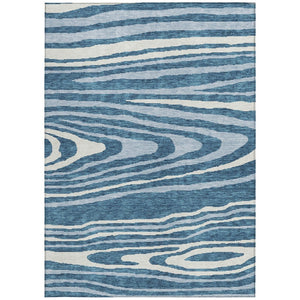 HomeRoots 5' Navy Blue Denim Faux Bois Area Rug – Stylish, Washable Indoor/Outdoor Design for Every Space 8' X 10' 614494
