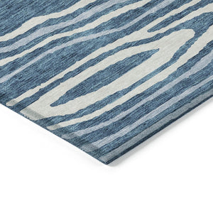 HomeRoots 5' Navy Blue Denim Faux Bois Area Rug – Stylish, Washable Indoor/Outdoor Design for Every Space 9' X 12' 614495