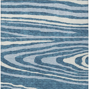 HomeRoots 5' Navy Blue Denim Faux Bois Area Rug – Stylish, Washable Indoor/Outdoor Design for Every Space 9' X 12' 614495