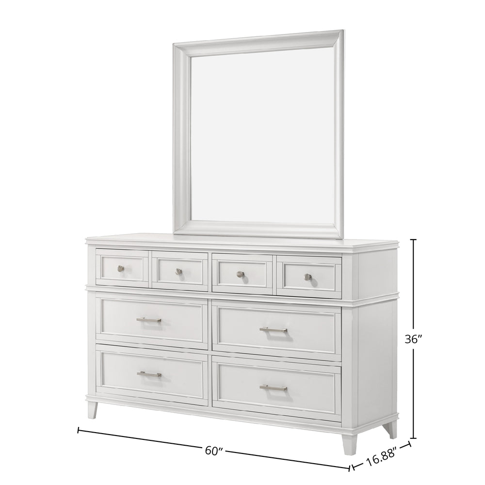 English Elm White 6 Drawer Dresser with Solid Wood & MDF, Transitional Design, Custom Hardware, Ample Storage B2699P236712