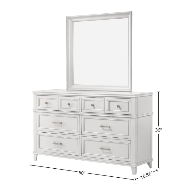 English Elm White 6 Drawer Dresser with Solid Wood & MDF, Transitional Design, Custom Hardware, Ample Storage B2699P236712