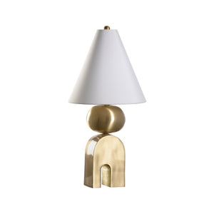 Wildwood Stacis Antique Brass Table Lamp — Sculptural Arch & Sphere Design, Compact 24.5" Height Ambient Light 61450