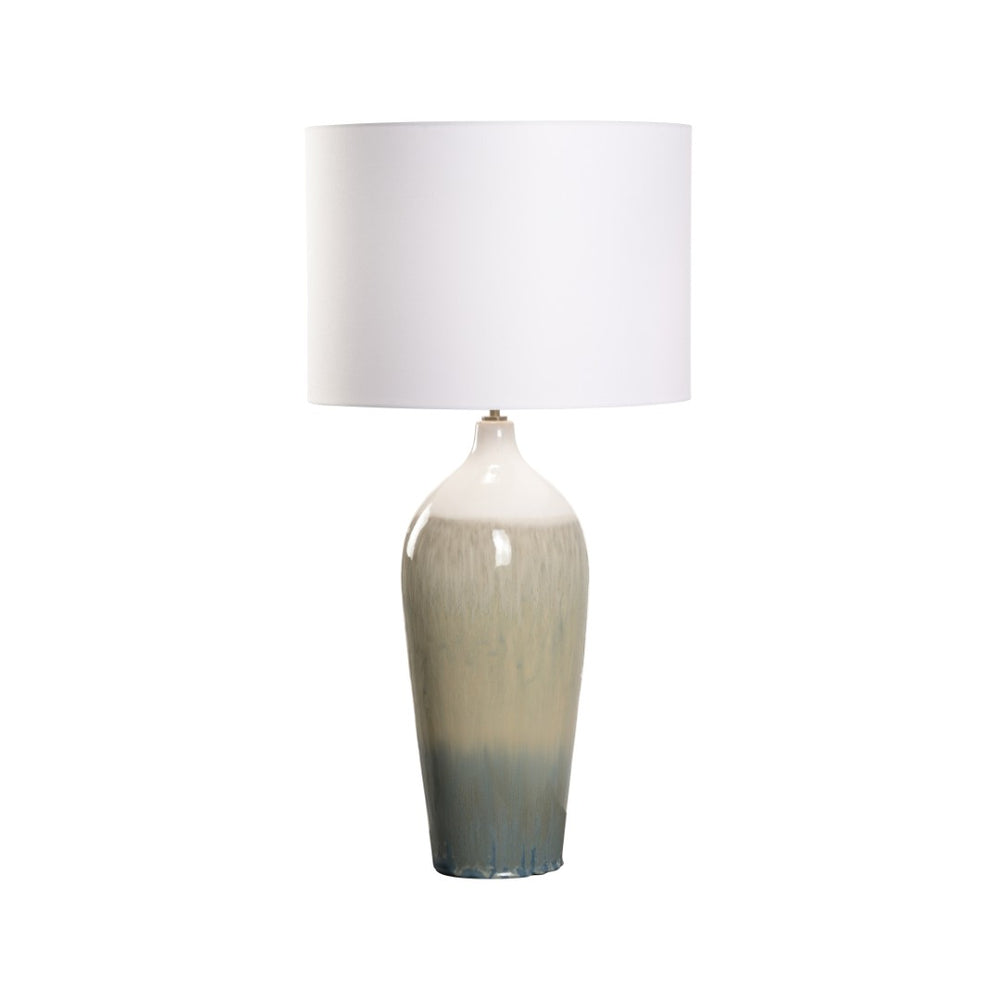 Wildwood Celeste Ceramic Table Lamp With Reactive Glaze, 33" Tall, Soft Gray-Tan Finish & White Drum Shade 61451