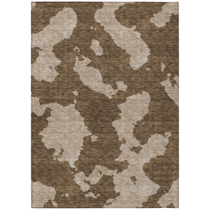 HomeRoots 5' Versatile Brown and Beige Abstract Indoor Outdoor Area Rug - Durable, Washable, Modern Style 5' X 8' 614516