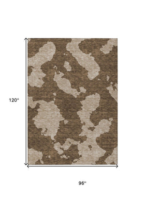 HomeRoots 5' Versatile Brown and Beige Abstract Indoor Outdoor Area Rug - Durable, Washable, Modern Style 8' X 10' 614518