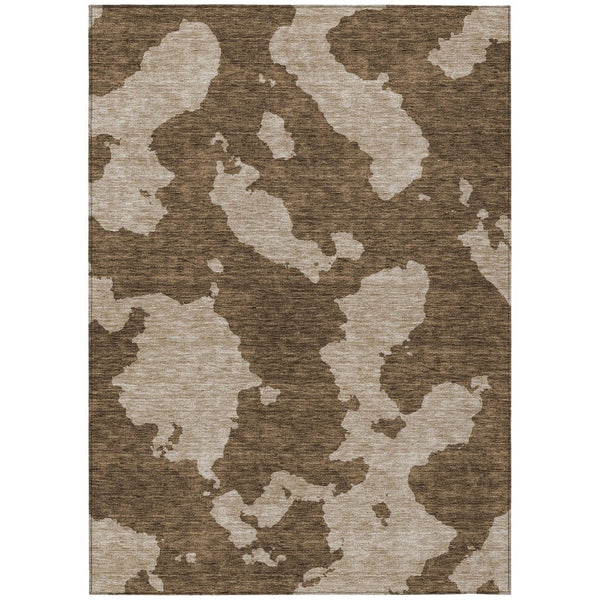 HomeRoots 5' Versatile Brown and Beige Abstract Indoor Outdoor Area Rug - Durable, Washable, Modern Style 10' X 14' 614520