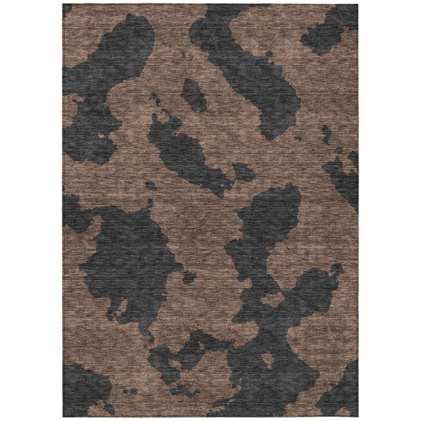 HomeRoots 5' Contemporary Chocolate and Charcoal Abstract Washable Indoor Outdoor Area Rug for High Traffic Use 5' X 8' 614522