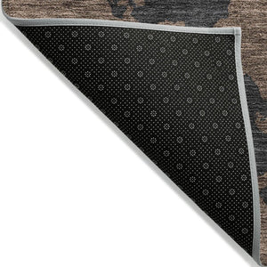HomeRoots 5' Contemporary Chocolate and Charcoal Abstract Washable Indoor Outdoor Area Rug for High Traffic Use 5' X 8' 614522
