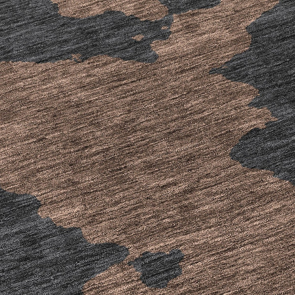 HomeRoots 5' Contemporary Chocolate and Charcoal Abstract Washable Indoor Outdoor Area Rug for High Traffic Use 8' Round 614523