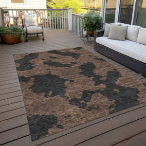 HomeRoots 5' Contemporary Chocolate and Charcoal Abstract Washable Indoor Outdoor Area Rug for High Traffic Use 8' X 10' 614524