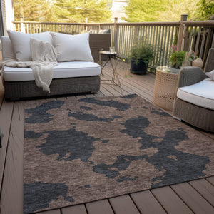 HomeRoots 5' Contemporary Chocolate and Charcoal Abstract Washable Indoor Outdoor Area Rug for High Traffic Use 8' X 10' 614524