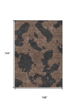 HomeRoots 5' Contemporary Chocolate and Charcoal Abstract Washable Indoor Outdoor Area Rug for High Traffic Use 9' X 12' 614525