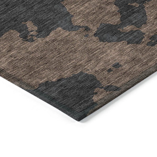 HomeRoots 5' Contemporary Chocolate and Charcoal Abstract Washable Indoor Outdoor Area Rug for High Traffic Use 9' X 12' 614525