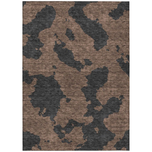 HomeRoots 5' Contemporary Chocolate and Charcoal Abstract Washable Indoor Outdoor Area Rug for High Traffic Use 10' X 14' 614526