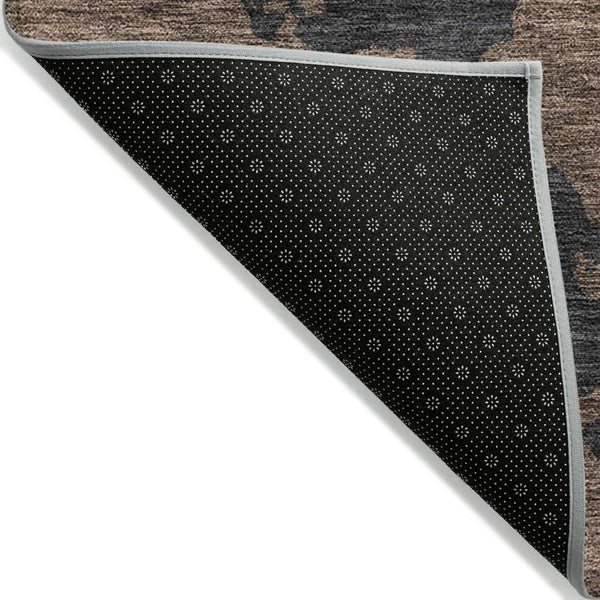 HomeRoots 5' Contemporary Chocolate and Charcoal Abstract Washable Indoor Outdoor Area Rug for High Traffic Use 10' X 14' 614526