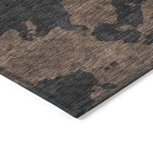 HomeRoots 5' Contemporary Chocolate and Charcoal Abstract Washable Indoor Outdoor Area Rug for High Traffic Use 10' X 14' 614526