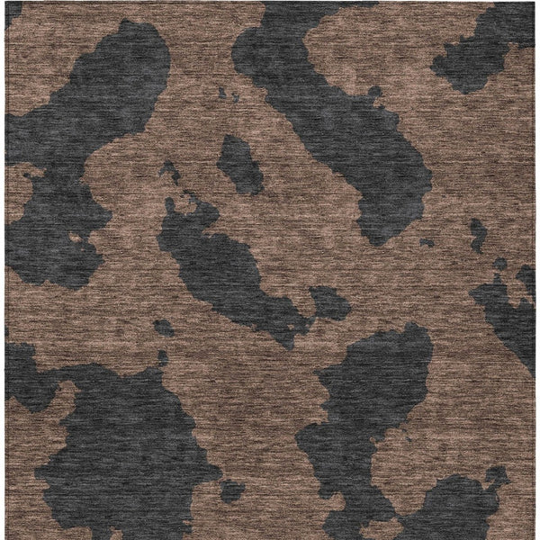 HomeRoots 5' Contemporary Chocolate and Charcoal Abstract Washable Indoor Outdoor Area Rug for High Traffic Use 10' X 14' 614526