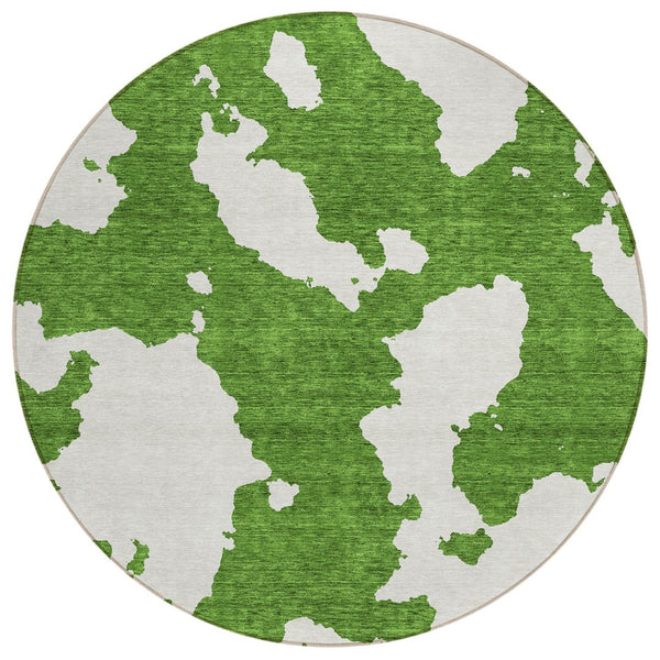 HomeRoots 5' Green and Ivory Abstract Indoor Outdoor Area Rug - Stylish, Washable, and Versatile for Any Space 8' Round 614529