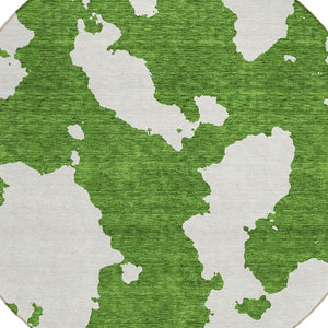 HomeRoots 5' Green and Ivory Abstract Indoor Outdoor Area Rug - Stylish, Washable, and Versatile for Any Space 8' Round 614529