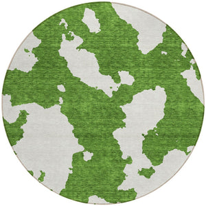 HomeRoots 5' Green and Ivory Abstract Indoor Outdoor Area Rug - Stylish, Washable, and Versatile for Any Space 8' Round 614529